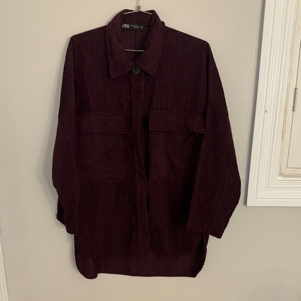 Zara Men's Deep Burgundy Shirt Jacket